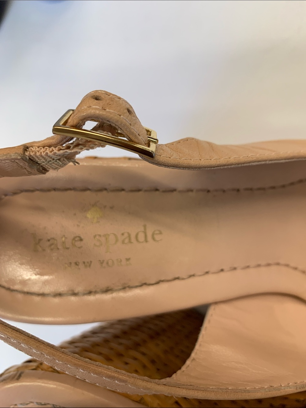 kate spade Nude Pink Leather Slingback Sandals with Gold Buckle